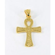 Pendentif croix de vie hiéroglyphique ou ankh récente plaqué or