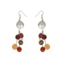 Boucles-d'oreille en bois précieux et breloque arbre de vie