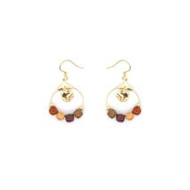 Boucles-d'oreilles créole breloque martelé et bois précieux...