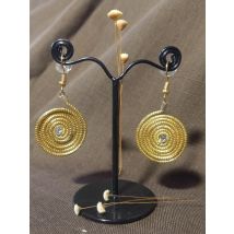 Boucles d'oreilles "Spirale & Strass" en Capim Dourado, L"Or...