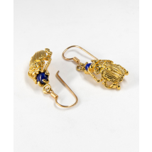 Boucles d'oreilles scarabée et pierre Lapis Lazuli plaqué or