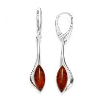Ambre Et Argent - Boucles D'Oreilles En Ambre Sur Argent 925