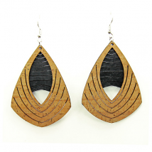 Boucles d'oreilles en liège "Cités d'Or" Noir