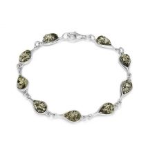 Bracelet en ambre vert sur argent 925.