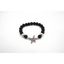 Bracelet pierre de lave Etoile de Mer argent