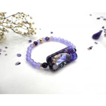 Bracelet orgonite rectangle Printemps Mauve