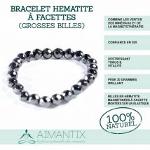 Aimantix - La Force Naturelle Des Aimants - Bracelet Sculptées En Hématite Aimantées (petites Billes) - Bijoux bien-être