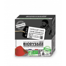 Biodyssée - Café Compatible Nespresso Puissant 100% Arabica Bio - X10 - Cafés