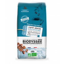 Biodyssée - Café Grain Bio Décaféiné 100% Arabica - 1kg - Cafés