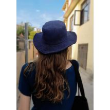 Chapeau en chanvre tissé "Alix" bleu denim