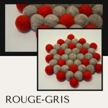 Ecocotte - Dessous-de-plat "boules En Feutre De Laine" Rouge-gris - Divers art de la table