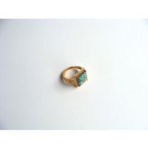 Les Orgonites - Bague Orgonite Carrée Turquoise Plaqué Or - Bijoux bien-être