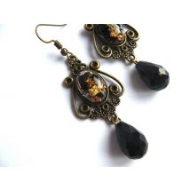 Les Orgonites - Boucles D'Oreilles Orgonite Rétro Shungite - Bijoux bien-être
