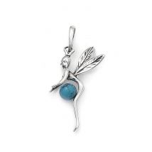 Pendentif fée clochette en turquoise sur argent