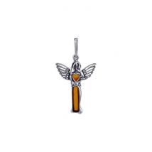 Pendentif ange en ambre et argent.