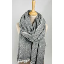 Nima Cachemire - Grande Étole Épaisse Ou Mini Plaid Gris À Losanges En Cachemire - Divers linge de maison