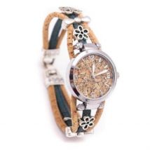 Montre bracelet femme en liège "Blue Flower" - Montre Vegan