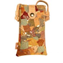 Sac bandoulière pour téléphone "Arlequin vert" en liège naturel