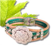 Bracelet en liège "Rosa Green"- Bracelet Femme Vegan