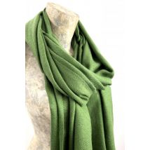 Étole écharpe, vert olive en cachemire naturel et éthique du...