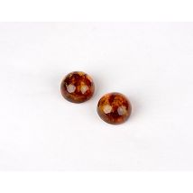 Clous d'oreilles en ambre cognac sur argent 925.