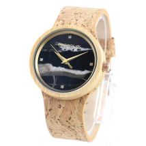 Montre liège noire et marbre Louisa