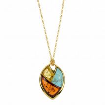 Collier ambre et turquoise sur vermeil.
