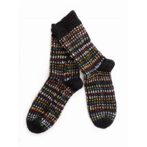 Chaussettes hautes laine noire/multico
