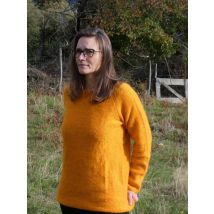 Pull Tunique sans couture 77%Mohair 23% Soie couleur Soleil