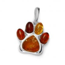 Pendentif en ambre et argent.