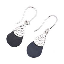 Boucles d'oreilles martelé onyx