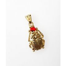 Pendentif plaqué or scarabée cristal d'azri rouge