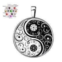 Bio-energy - Pendentif Yin Et Yang Noir Et Blanc Symbole 15 En 1 Argenté - Bijoux bien-être