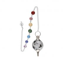 Les Essentiels D'Isabelle - Pendule Pierre De Lune Et Chakras En Plaqué Argent - Cristaux & minéraux
