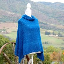 Poncho 60% Mohair 40% Soie couleur Paon