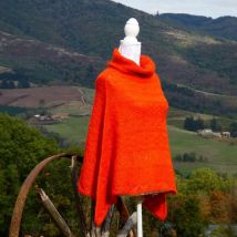 Poncho 60% Mohair 40% Soie couleur Potiron