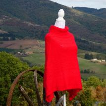 Poncho 60% Mohair 40% Soie couleur Vermeille
