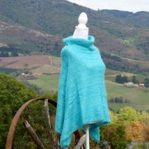 Poncho 60% Mohair 40% Soie couleur Vert Pastel