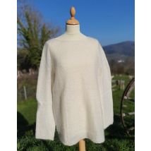 Pull Tunique sans couture 77%Mohair 23% Soie couleur Ecru