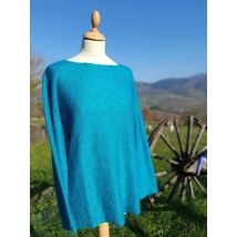 Pull Tunique sans coutures 77% Mohair 23% soie couleur turquoise