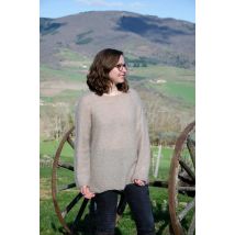 Pull Tunique sans couture 77%Mohair 23% Soie couleur Beige