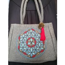 Lighthouse - Sac Fleur De Vie Fait Main Rouge Et Bleu 42x34 Cm - Sacs & maroquinerie