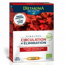 Dietaroma - Vinalège Circulation et Elimination bio - Double action - 20 ampoules - Complément alimentaire - Allergies