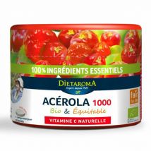 Dietaroma - Acérola 1000 Bio - Vitamine C naturelle - 60 comprimés - Complément alimentaire - Allergies