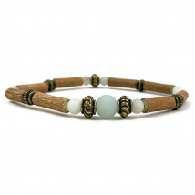 Bracelet simple en noisetier à long bec et amazonite 20cm Pur...