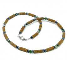 Collier pour adulte en noisetier à long bec et agate arbre 46cm...