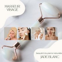 Sun&sia - Gua Sha En Cristal De Roche + Rouleau De Massage En Jade Blanc