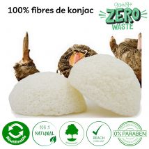 Sun&sia - Eponge Konjac Visage 100% Naturelle Sans Emballage Zéro Déchet - Eaux florales