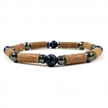 Bracelet simple en noisetier à long bec sodalite et hématite...