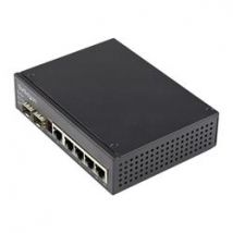 StarTech.com Industrial 6 Port Gigabit Ethernet Switch 4 PoE RJ45 +2 SFP